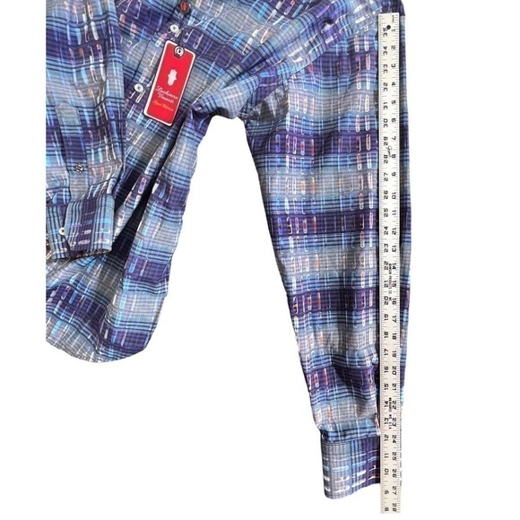 Luchiano Visconti Men's XXL Long Sleeve Button Down Cotton Blend Blue Multi NWT - Picture 15 of 16